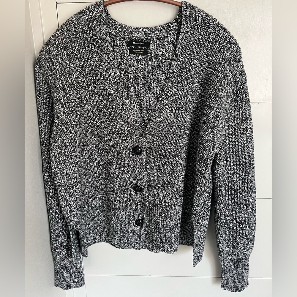 Massimo Dutti Black and White Women's Cardigan, Size XS
